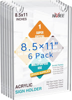 NIUBEE 20 Pack Acrylic Sign Holder 8.5 x 11 inches Clear Wall Mount Frame Bonus , Wall Mount Plastic Sign Holder Perfect for Home, Office, Store, Restaurant- Vertical