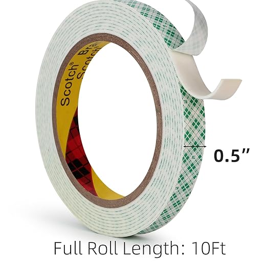 Double Sided Foam Tape 0.5" x 10Ft 2 Pack White Double Coated Urethane Adhesion Polyurethane Tape for Bonding Attaching Mounting Interior Signage Nameplates DIY Card
