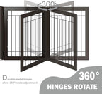 SPIRICH 96-inch Extra Wide 30-inches Tall Dog Gate with Door Walk Through, Freestanding Wire Pet Gate for The House, Doorway, Stairs, Pet Puppy Safety Fence, Support Feet Included(Espresso)