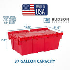 Hudson Exchange 19.6 x 11.6 x 7.3” (3.7 Gallon, 5 Pack) Storage Tote Distribution Container with Hinged Attached Lid, Red