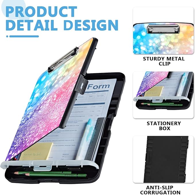Pattern Design Clipboard with Storage - Heavy Duty Legal Size Clipboard, Ideal for Teachers, Nurses, Office Workers, Contractors, and Kids - 9.5 x 14.2 Inch (Flash Color)