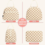 FlowFly Lunch Bag for Women Insulated Lunch Box Corduroy Lunch Tote Cooler for Travel Work Picnic,Corduroy Plaid Khaki