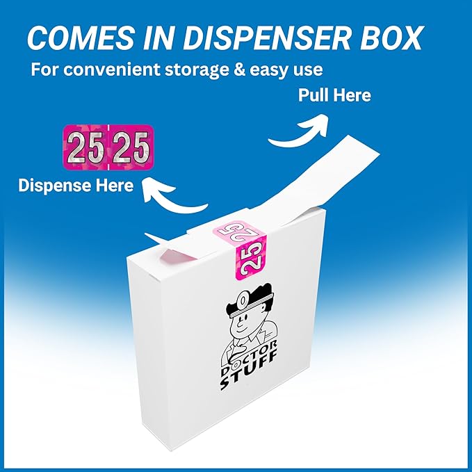 2025 Year Stickers, Doctor Stuff 2025 Chart Stickers, Holographic Fuchsia Colored, USA Made Year Labels for End Tab File Folders, 500 Labels per Roll, 1 Roll, 3/4" x 1-1/2"