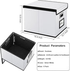 Huolewa Portable Leather File Organizer Boxes with Lids, Office Document Boxes Organizer, Filing Boxes, Decorative Small File Boxes for Hanging Files, File Cabinet for Office/Home - 4 Pack