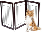 INTERNET'S BEST Dog Gate - Indoor Pet Safety Divider - Portable Free Standing Doggy Barrier for Stairs, Doorways, and Hallways - Tall Puppy Fence - No Drilling Needed - 3 Panel, 30 Inch - Espresso