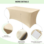 Obstal 6 Pack Stretch Spandex Table Covers for 6 Foot Tables - 6 FT Universal Rectangular Fitted Tablecloth Protector for Wedding, Banquet, Party (Champagne, 72 Length x 30 Width x 30 Height Inches)