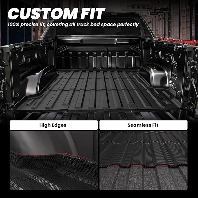 LASFIT Truck Bed Mat for Chevrolet Chevy Silverado EV WT 2024-2026 5.9FT Only (Not Fit RST/LT/2026 Trail Boss) Bed Liner Custom Fit, All Weather Protection TPE Pickup Car Bed Cargo Trunk Liner