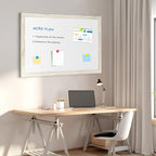 4 THOUGHT Dry Erase Board, 18 x 24 in Magnetic Whiteboard White Vintage Wood Frame Wall-Mounted White Board Decorative Notice Board for School, Office, Home, 8 Magnets 4 Markers 1 Eraser