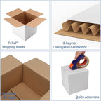 Hoikwo 7x7x7 Shipping Boxes Set of 25, White Corrugated Cardboard Box for Small Business for Packaging Mailing