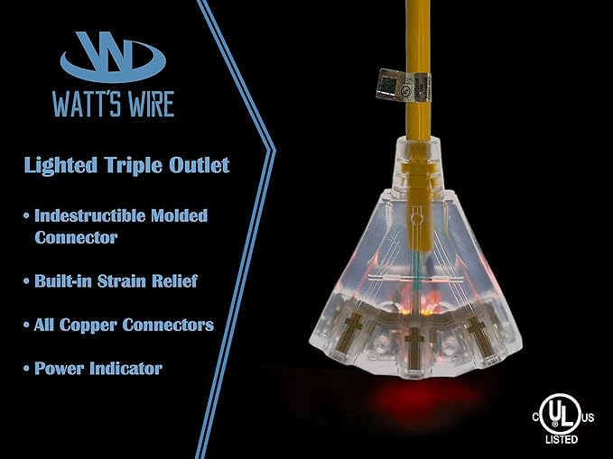 100 ft 10 Gauge Extension Cord - Outdoor Extension Cord Waterproof - Heavy Duty Outdoor Extension Cords 100 ft with Multiple Outlets - Watts Wire - 100' Grounded - extensiones electricas
