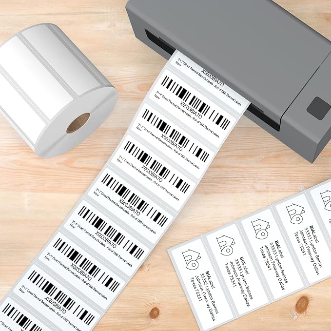 12 Rolls 3" X 1" Address Labels, 1300/Roll - Direct Thermal Labels Compatible with Zebra & Rollo Printers, BIAlabel