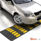 Heavy-Duty Rubber Speed Humps, 35" Width & Interlock Extension Length, Road Humps Bumps for Saftey Combinable, Garage Humps for Asphalt Concrete Gravel Driveway (Left and Right Ends)