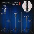 Rechargeable Camping Light with Stand 54" 3 LED Lamp Heads Detachable Tripod, 6000mAh 2000 Lumen Dimmable, Magnetic Emergency Flashlight, Outdoor Indoor Jobsite Workshop,Portable Cordless