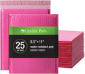 Quality Park Bubble Mailers, 8.25 x 11 Shipping Envelopes, Water Resistant Pink Poly Padded Envelopes, Redi-Strip Peel Off Closure, 25/Box (QUA85861)