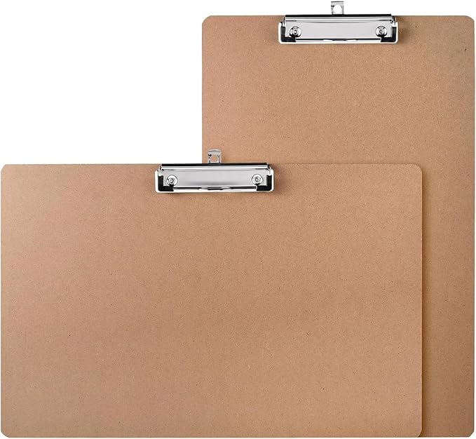 2 Pack Hardboard Office Clipboards - 11x17 Inches, Low Profile Clip, Horizontal and Vertical Design - Ideal for Office, School, and Art Projects