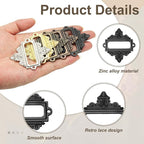 uxcell 10 Pcs Metal Label Holder, 2.2 x 2.4 Inch Small Vintage Card Frame Tag Floral Lace Label Holder with Screws for File Boxes Drawers Door Cabinet Book Shelves, Black