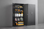 Garage Storage Cabinet with 2 Lockable Doors, Adjustable Shelves Metal Storage Cabinet, Kitchen Pantry Storage Cabinet, Heavy-Duty Steel Cabinet for Home, 71'H, Black