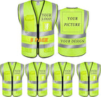 BeautyWill Custom Safety Vest Logo Class 2 High Visibility Reflevtive Vest Outdoor Protective Workwear