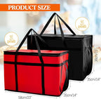 Maxcheck 6 Pcs Insulated Bags for Food Delivery XXXL Large Capacity Hot Grocery Tote Bag Reusable Warming Pizza Catering Carrier for Commercial Travel Lunch Shopping Gifts (Red and Black)