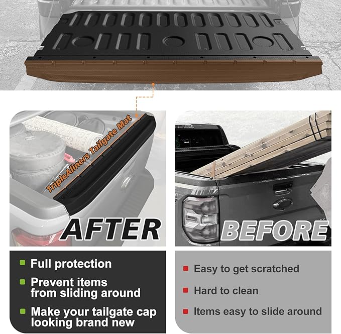 TripleAliners Compatible with Ford Maverick & Hybrid Model 2022-2025 2026 Tailgate Accessories Tailgate Mat with Tailgate Cap Top Protector Full-Coverage All Weather Truck Bed Cover Liner Replacement