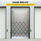 VEVOR Folding Security Door, 63.39" H x 70" W Accordion Gate, Steel, 360 Rolling Barricade, Scissor Gate/Door with Padlock