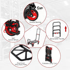 2 in 1 Hand Truck Dolly Foldable, 330LB Folding Hand Truck Heavy Duty Carrying, Folding Hand Cart with Retractable Handle Dolly Cart for Moving