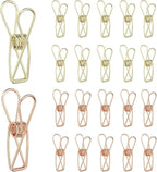 PATIKIL 50Pcs Paper Office Binder Clips, 1.26" Small Metal Wire Hollow Out Paper Clamps Long Tail Binder Clips for Photo Clothes Hanging Office Home Kitchen Food Package, Gold/Rose Gold