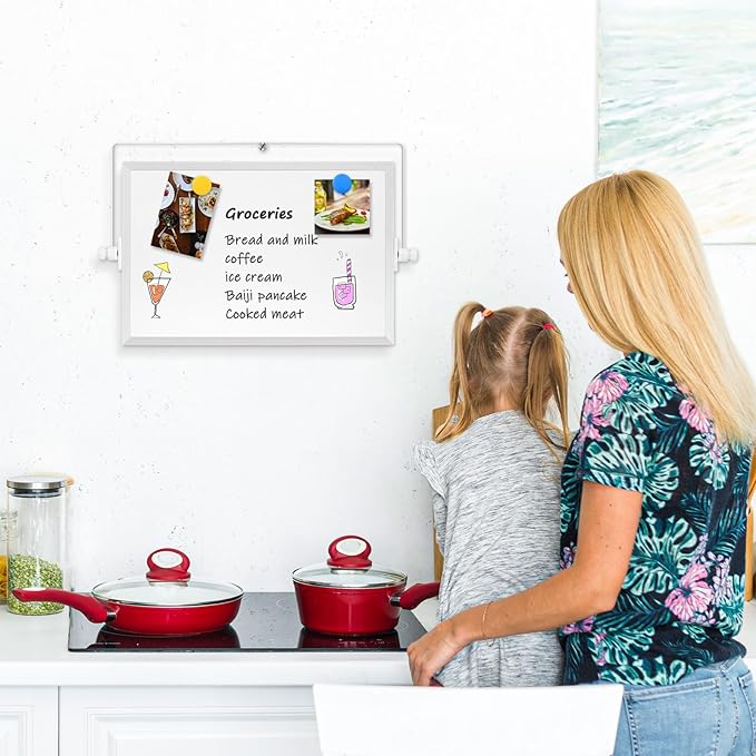 Dry Erase Magnetic White Board, 8" x 12" Double-Sided Desktop Whiteboard with Stand, Portable Small Whiteboard Set for Drawing, Office, Home, School