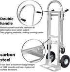 3 in 1 Convertible Hand Truck Dolly Cart with Wheels Heavy Duty/with 4 Wheels &Brakes /1000Lbs Load for Furniture/Electrical Appliance/Carton/Warehouse/Office /10 Minutes to Install as Video