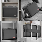 DocSafe Fireproof Document Box with Lock＆Shoulder Strap, Hard-Shell Case File Organizer with Accordion File Folder, Multi-Layer Portable Home Office Travel Safe Storage for Important Documents Laptop