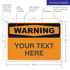 Custom Warning Sign, OSHA Sign, 10x14 Inches, Rust Free .040 Aluminum, Fade Resistant, Indoor/Outdoor Use, Made in USA
