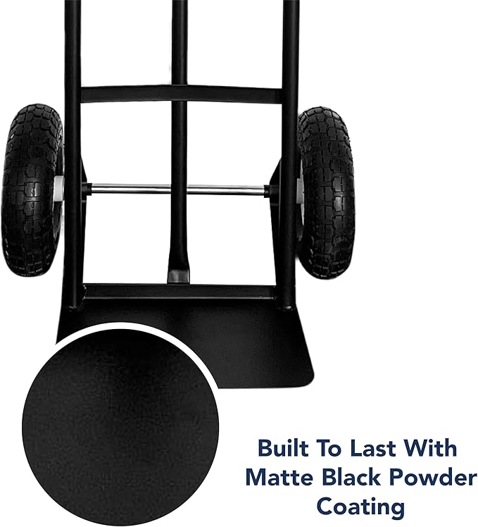 Olympia Tools 600 Lb Steel Hand Truck with P Handle and 10" Pneumatic Wheels for Home and Office Use