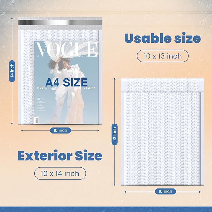 Fuxury Bubble Mailers 10x13 Inch White 250 Pack Bulk Padded Envelopes Thick Mailing Envelopes Bubble Opaque Padded Mailers Shipping Bags for Mailing Book Makeup Small Business