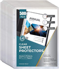 Sheet Protectors, 500 Count Bulk Clear Page Protectors for 3 Ring Binder, Top Loading Plastic Sleeves 8.5 x 11 inch