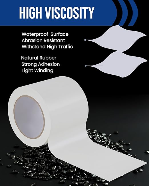 Lichamp 3 Rolls Vinyl Tape, Premium Safety Marking and Traffic Floor Marking Tape, Bundling, Social Distancing, 4 Inch x 36 Yards per Roll, 108 Total Yards, White
