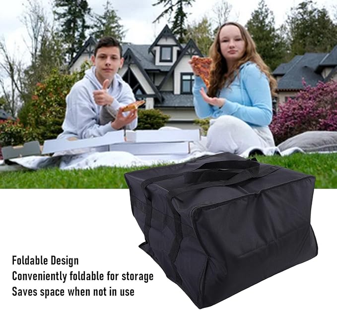 TOPINCN Insulated Pizza Delivery Bag, Thermal Food Carrier for Hot and Cold Storage Large Capacity Reusable Warming Bag Foldable for Grocery Shopping