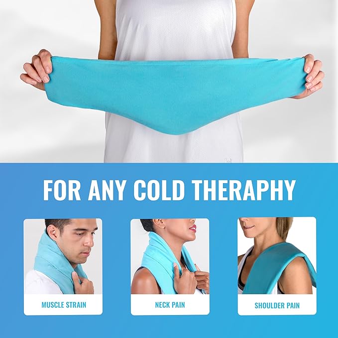 ICEWRAPS Extra Cover ONLY for 7"x28" Therapy Clay Ice Pack | Reusable and Washable Soft Fabric Cover for Cold Pack | Fabric Cold Compress Sleeve | 7"x28" Soft Ice Pack Cover | Blue Fabric Cover Only