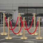 VEVOR Velvet Ropes and Posts 6 Pcs Red Velvet Rope 5 ft, Stanchions Solid Base with Ball Top, Crowd Control Barriers Gold Stanchions, Red Carpet Poles, Crowd Control Ropes and poles for Party Supplies