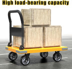 WUD Push Cart, Folding Mobile Platform Trolley,Thickened and Reinforced, 360° Swivel Wheels,35.4 “L x 23.6 ”W, 1323 lb. Yellow