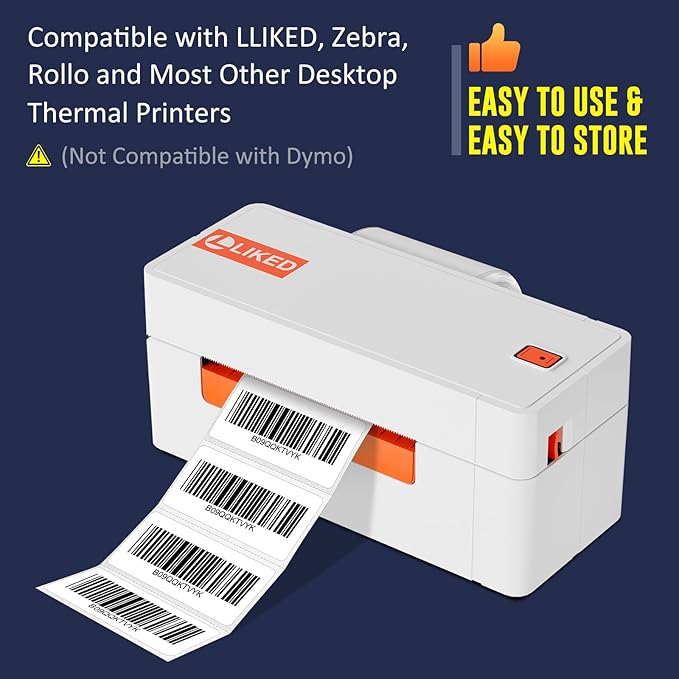L LIKED 2" x 1" Direct Thermal Labels, Permanent Adhesive Barcode Adress Labels & Compatible with Rollo, Zebra and Other Desktop Printers (12 Rolls, 15600 Labels)