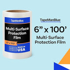 Multi-Surface Protection Film, 6 inch x 100' Roll, Removable Surface Protection Film for Plastic, Metal, Counters, Floors, and Appliances, Clear Self Adhesive Multi-Use Protective Tape