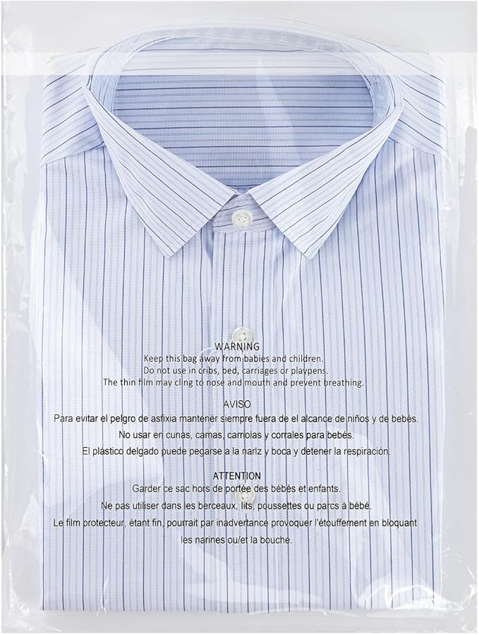 iMailer - 500 Count - 12" x 15", Self Seal 1.6 Mil Clear Plastic Poly Bags with Suffocation Warning for Clothing, T-Shirts, Pants-Resealable Adhesive,Not Strong