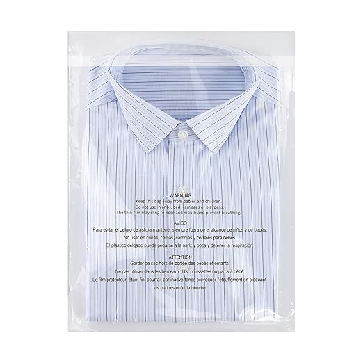iMailer - 100 Count - 12" x 15" Clear Plastic Poly Bags with Suffocation Warning for Clothing, T-Shirts,Shipping, Packaging -Resealable Adhesive,Not Strong