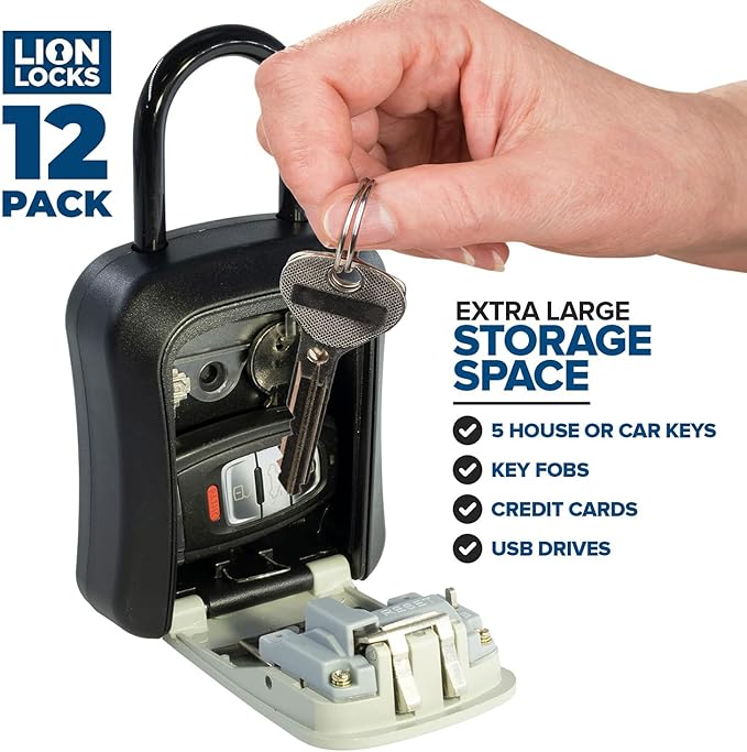 Key Lock Box for Keys with Code (12 Pack) 4 Digit Combination Lockbox for Keys Outdoor, Portable, Waterproof, Realtor Lock Box