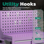 Greenvelly 7-Drawer Metal Tool Chest, Rolling Tool Chest with Wheels, Tool Cabinet with Detachable Top Tool Box, Metal Tool Cart with Liner & Hooks for Garage, Workshop, Warehouse (Purple)