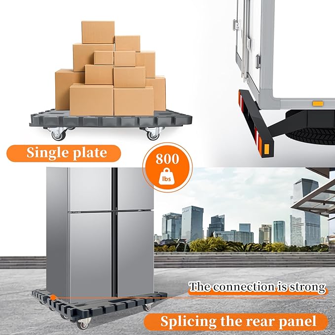 Furniture Dolly Cart with Wheels, Heavy Duty Cart with Caster Wheels, 16in-11in Furniture Movers with Wheels of 500Lbs Capacity, Small Moving Platform Dolly - 2 Pcs (Grey)
