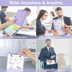 Small Clipboard with Storage, A5 Clipboards with Pen Holder, Half Letter Clip Boards 6x9 Mini Plastic Clipboard with Low Profile Clip for Classroom, School, Office Supplies (Light Purple)