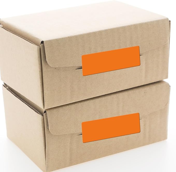Orange Color Coding Labels 1 × 2 Inches Self-Adhesive Vinyl Rectangle Stickers Waterproof Name Tags Removable Roll for Office School Home 500 PCS