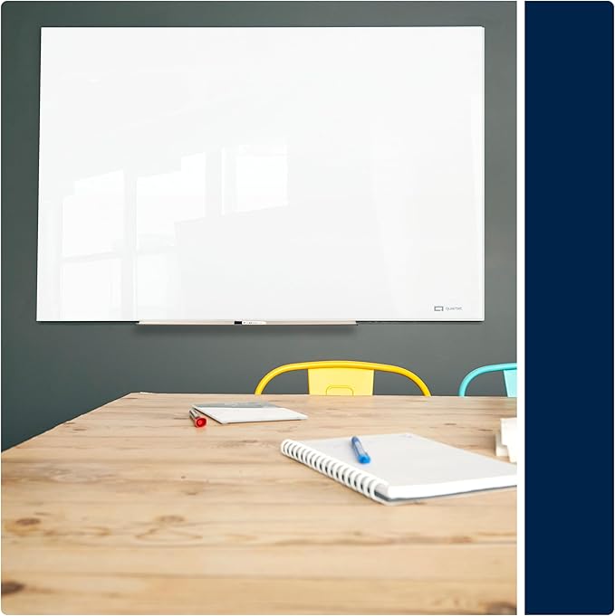Quartet Magnetic Dry Erase Board, 96" x 48" Glass White Board for Wall, Frameless, InvisaMount, White (Q25F04IMW)