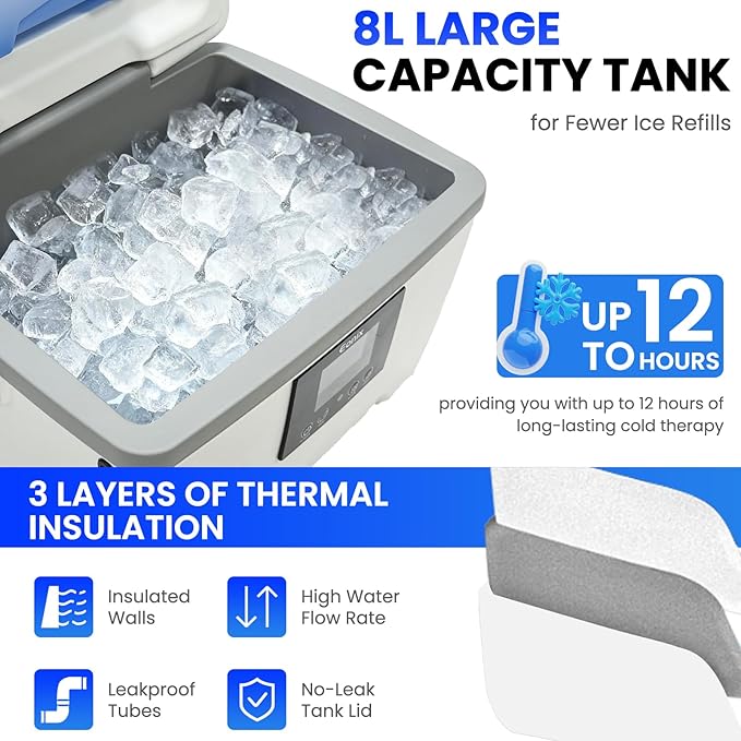 Cold Therapy Machine with Programmable Timer, Portable Ice Machine for Shoulder After Surgery,Shoulder Replacement Recovery System,Cryotherapy Pain Relief w/Compression Pad